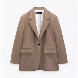 Zara Women's Light Brown Single-Button Blazer
